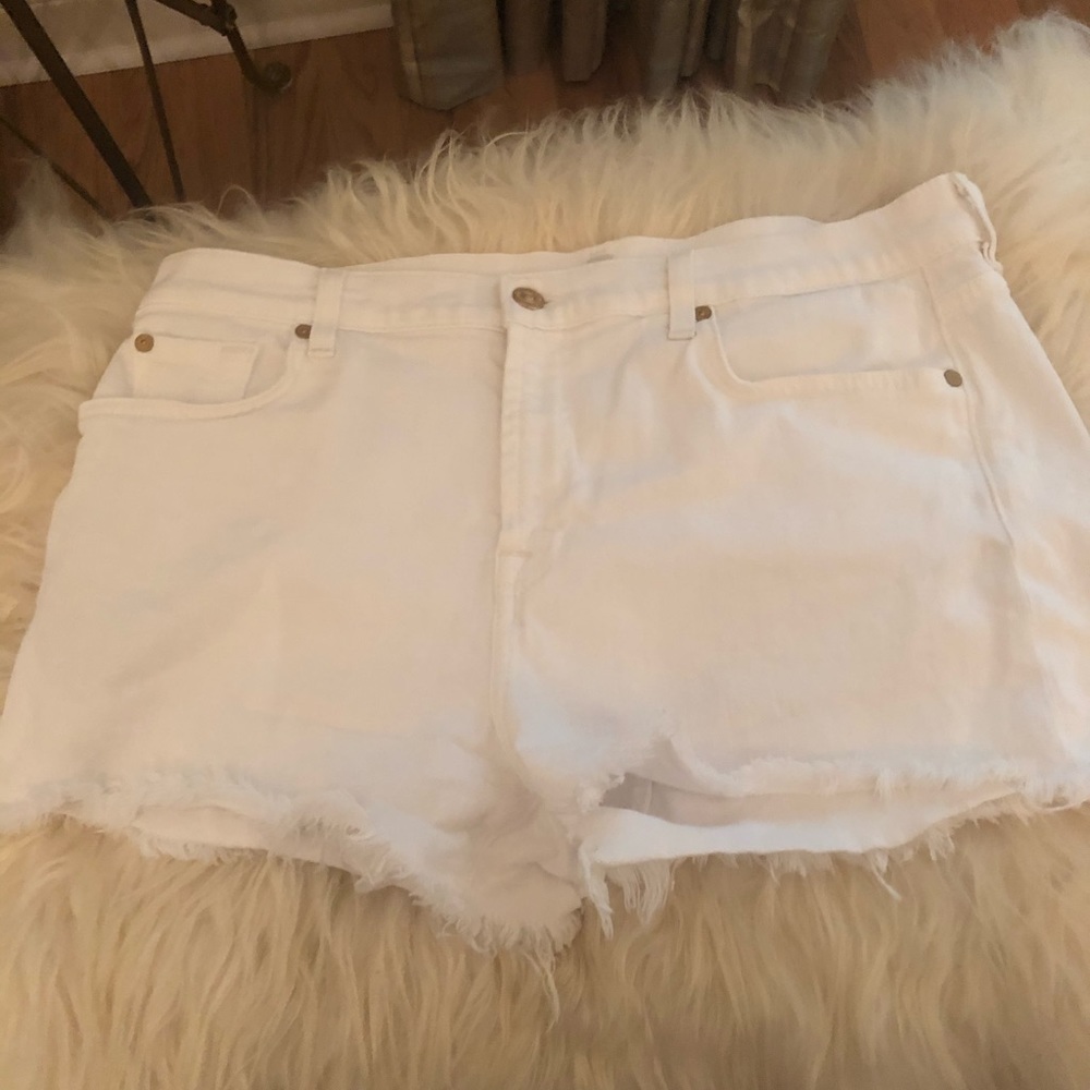 7 For All Mankind white denim shorts